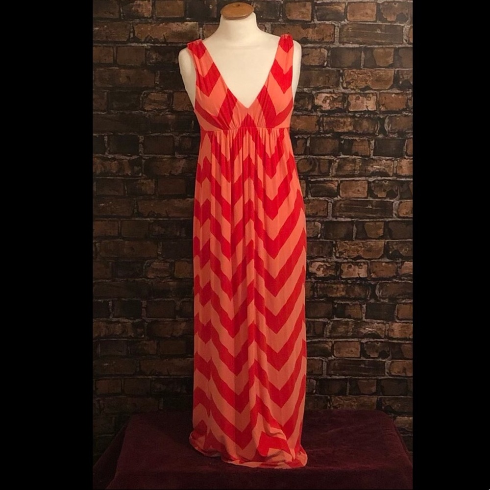⭐️ J. Crew Melon Chevron Maxi Dress Small